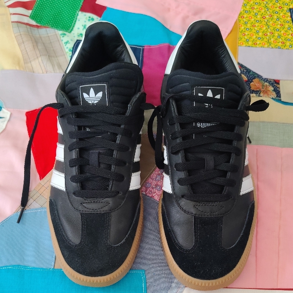 Samba XLG Sadidas Black Leather & Suede Sneakers with White Stripes and Gum Sole - Picture 2 of 11